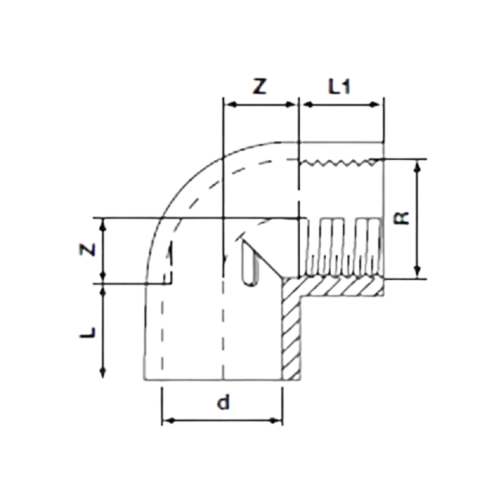 Gomito PVC 90°  Filettato 1 Lato